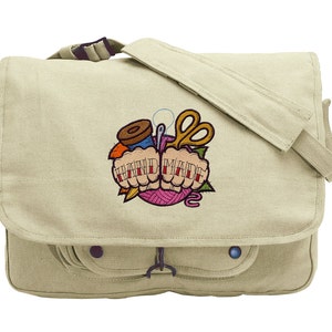 Handmade Tattoo Embroidered Canvas Messenger Bag