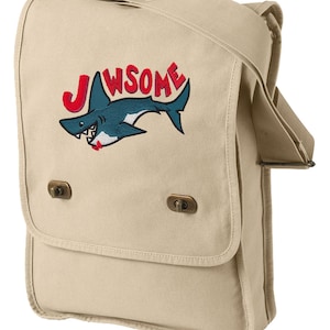 Bolsa de lona bordada con tiburón Jawsome