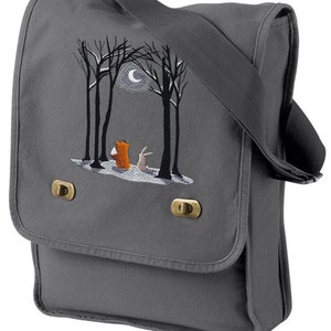 Moonlit Winter Embroidered Canvas Field Bag