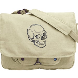Sketchwork - Skull Trio Messenger Bag bestickt aus Canvas