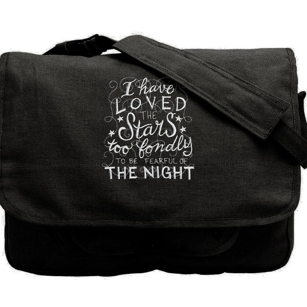 I Have Loved the Stars Embroidered Canvas Cotton Messenger Bag Style 1