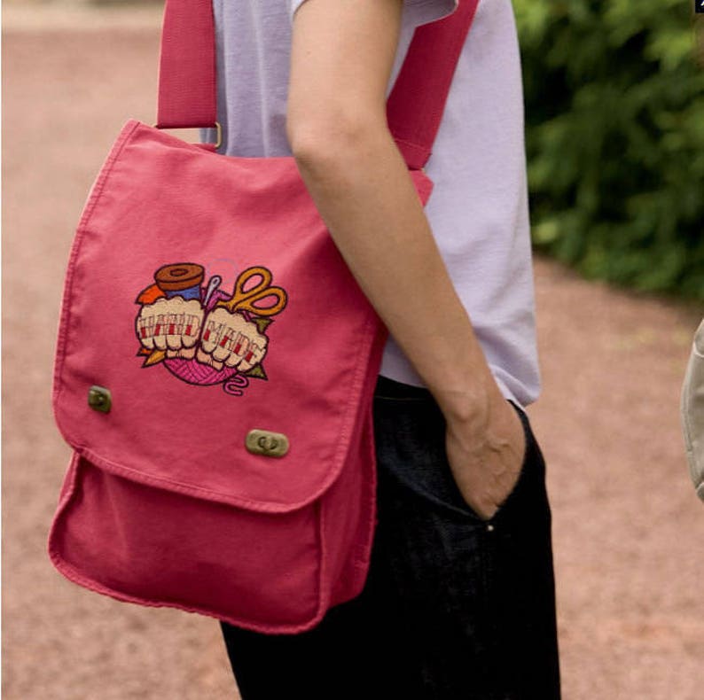 Otter Sweethearts Embroidered Canvas Field Bag