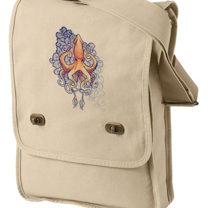 Urban Squid Tattoo Canvas Embroidered Field Bag