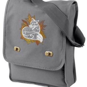 Autumn Vixen Fox Embroidered Canvas Field Bag