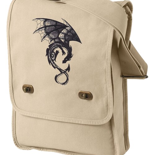 Dragon Field Bag Embroidered Dragon Dragon Bag Dark Etsy