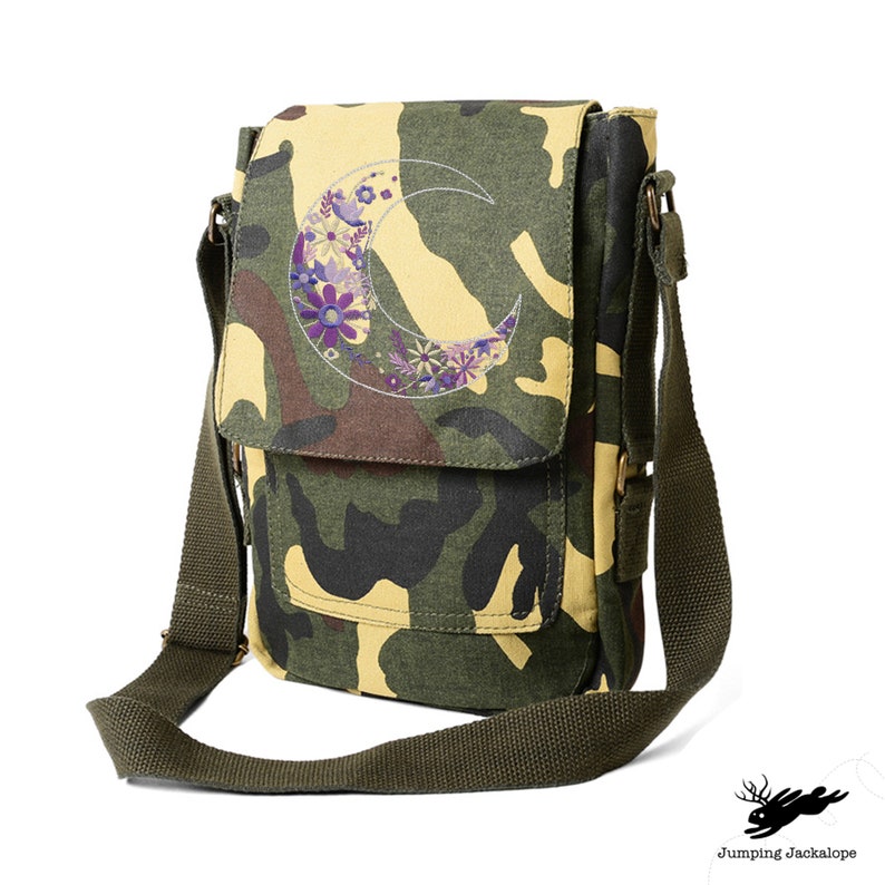 Camera Bag Kindle iPad Tablet Lunar Bloom Tech Bag Embroidered Canvas Tech Fire