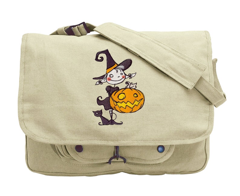 Stitch Witch Embroidered Canvas Messenger Bag Etsy