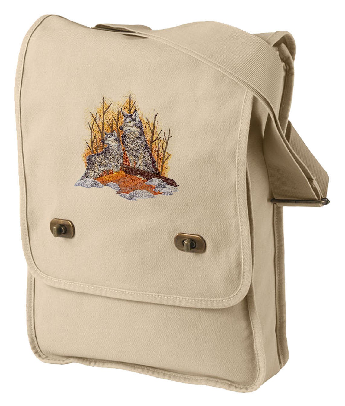 Wolf Messenger Bag Wolf Field Bag Wolf Bag Autumn Wolf Pair Etsy