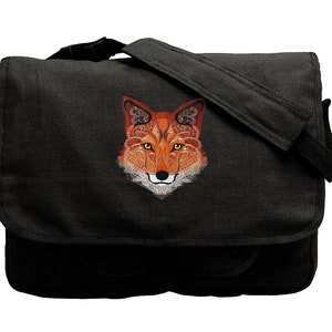 Autumn Baroque Fox Embroidered Canvas Messenger Bag
