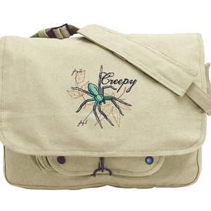 The Laboratory - Spider Embroidered Canvas Messenger Bag