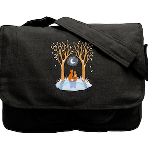 Mondlicht Frost Szene, Fuchs Umhängetasche, Fox bestickt Canvas Messenger Bag