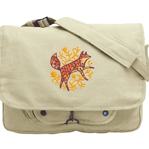 Bohemian Woods - Fox Embroidered Canvas Messenger Bag