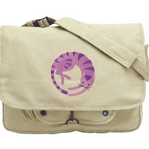 Cat Messenger Bag Crescent Moon Kitties Embroidered Canvas Etsy