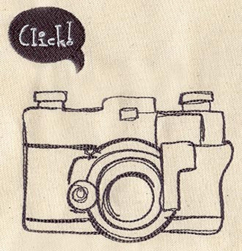 Click Camera Embroidered Canvas Tech Bag