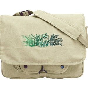 Rex Dinosaur Embroidered Canvas Messenger Bag