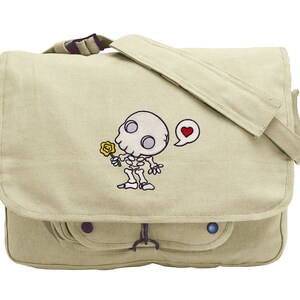 Chibi Muertos bestickte Messenger-Tasche aus Segeltuch