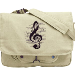 Treble Chaos Sheet Music Embroidered Canvas Messenger Bag