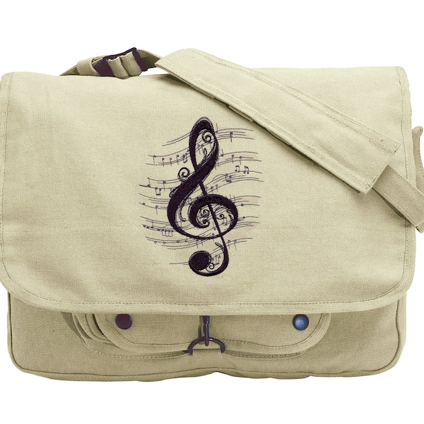 Treble Chaos Partition Musique Brodé Toile Messenger Sac