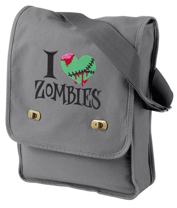 Zombies Bag, Walking Dead Messenger Bag, I Heart Zombies