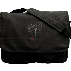 Web of Love Spider Embroidered Canvas Messenger Bag