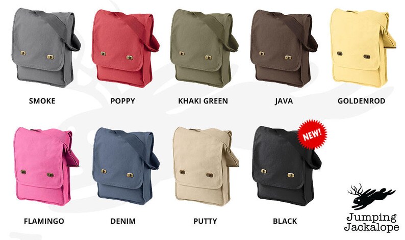 Otter Sweethearts Embroidered Canvas Field Bag