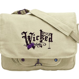 Wicked Embroidered Canvas Messenger Bag