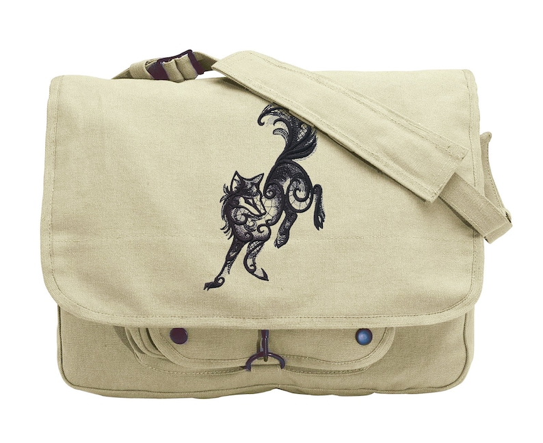 Swirling Wolf Bag Wolf Messenger Bag Wolf Canvas Bag Dark Etsy