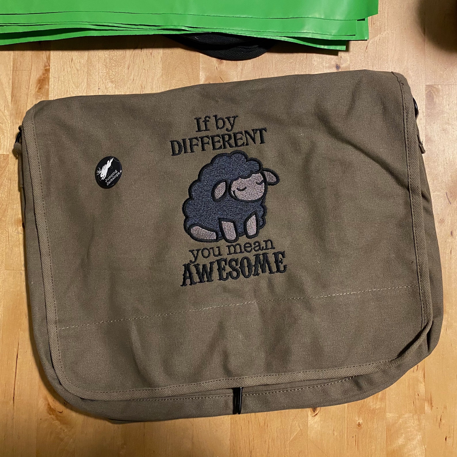 Awesome Black Sheep Embroidered Canvas Messenger Bag Etsy