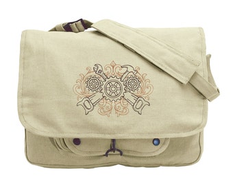 Tools of the Trade Embroidered Canvas Messenger Bag