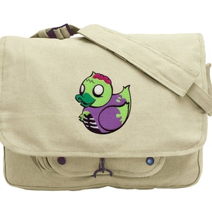 Zombie Duckie Embroidered Canvas Messenger Bag image 1