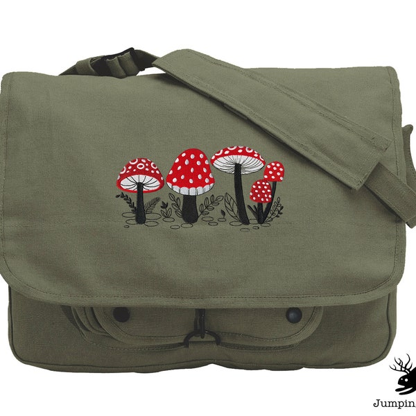 Morel of the Story, Pilz bestickte Messenger-Tasche aus Segeltuch