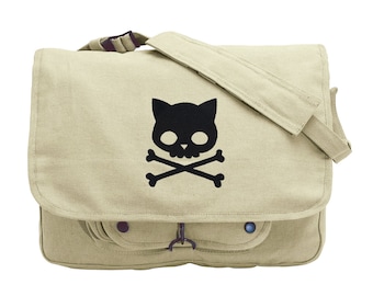 Bolso bandolera de lona con bordado Punk Kitty