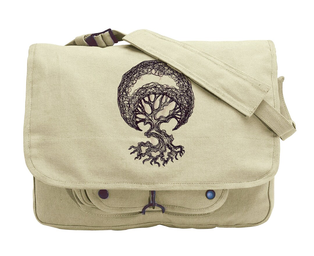 Moon Tree Embroidered Canvas Messenger Bag - Etsy Moon Tree Embroidered Canvas Messenger Bag - Etsy