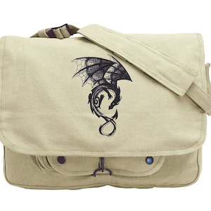 Dark Creatures - draagtas van geborduurd canvas met draken