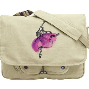 Painted Dancer Embroidered Canvas Messenger Bag