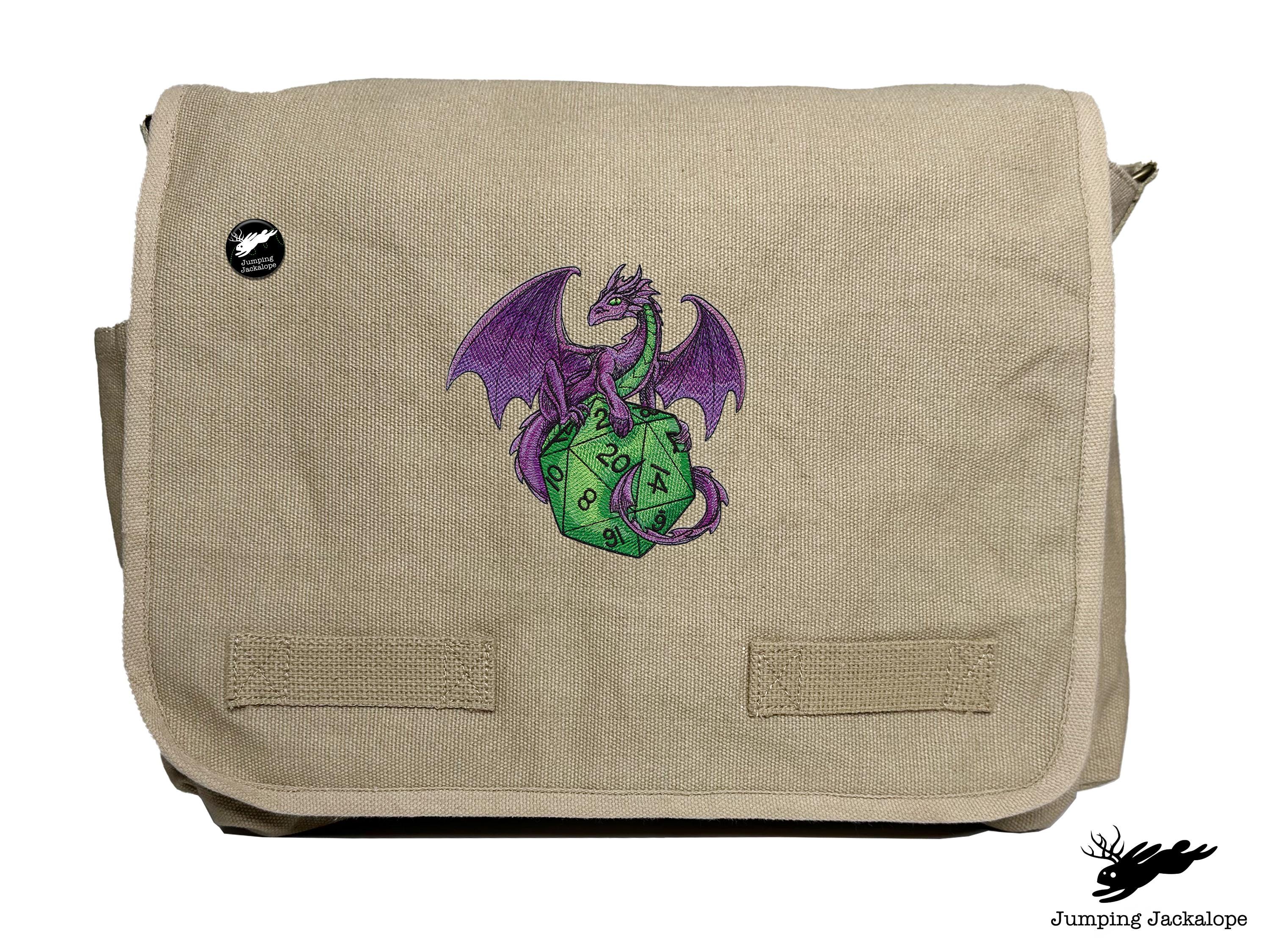 Dragon ショルダーバッグ Dragon Bag, Gamer Dragon, D20 Dragon Embroidered Classic Canvas