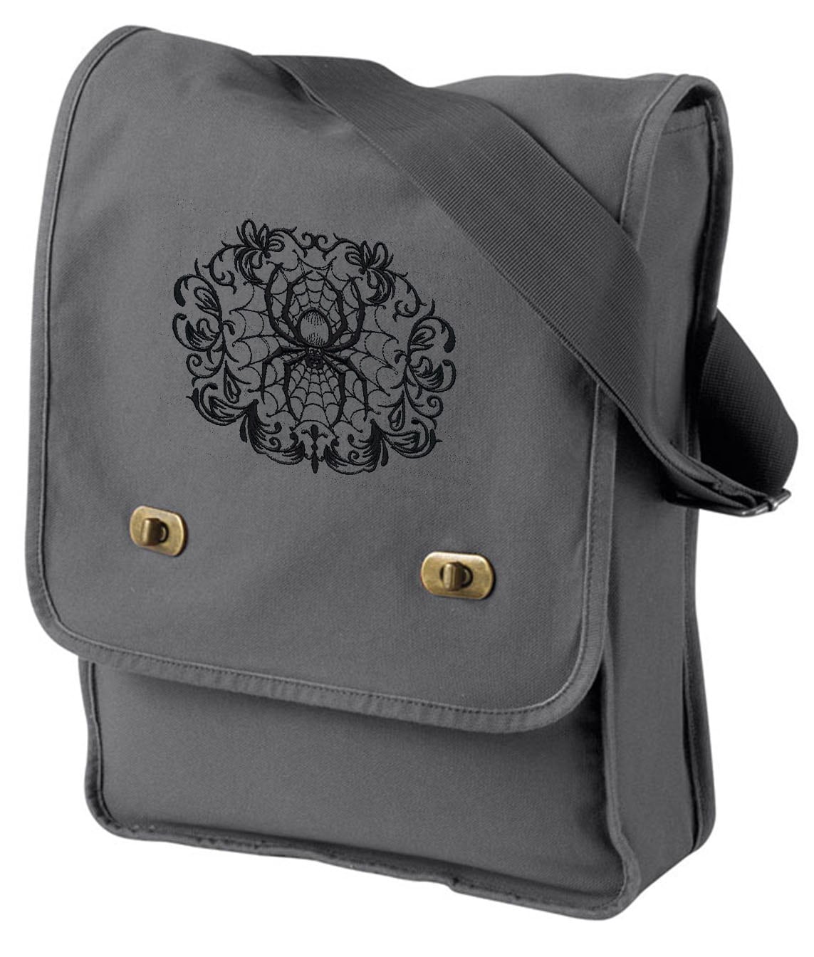 Gothic Gala Spiderweb Embroidered Canvas Field Bag - Etsy