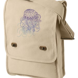 Drifting Jellyfish Embroidered Canvas Field Bag