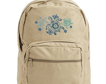 Sea Turtle Backpack, Ocean Blue Turtle Print School Bag  display picture 3