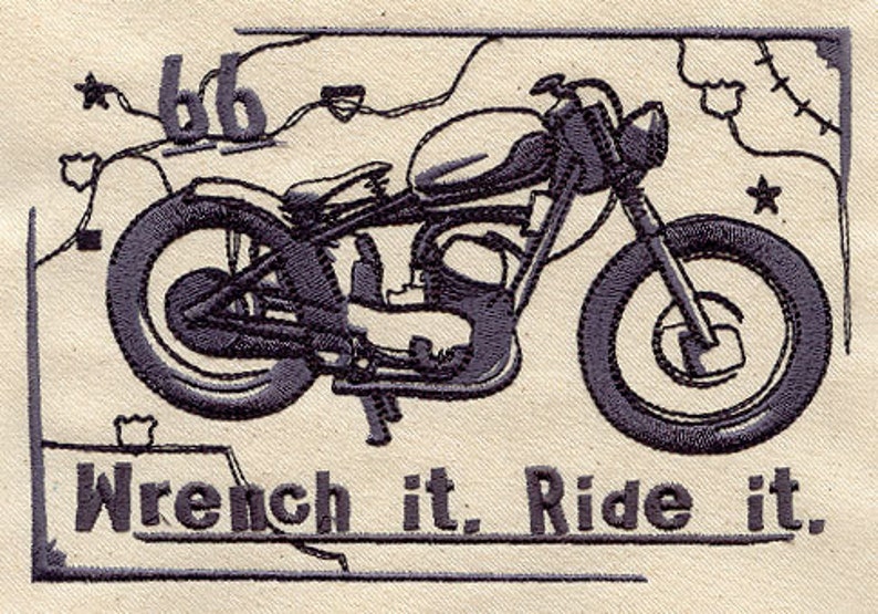 Wrench It Ride It Embroidered Canvas Messenger Bag Etsy