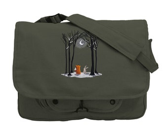 Cross Body Laptop School Work Bag Fox Geometric Winter Messenger Bag Cross Body Laptop School Work Bag Fox Geometric Winter Messenger Bag
