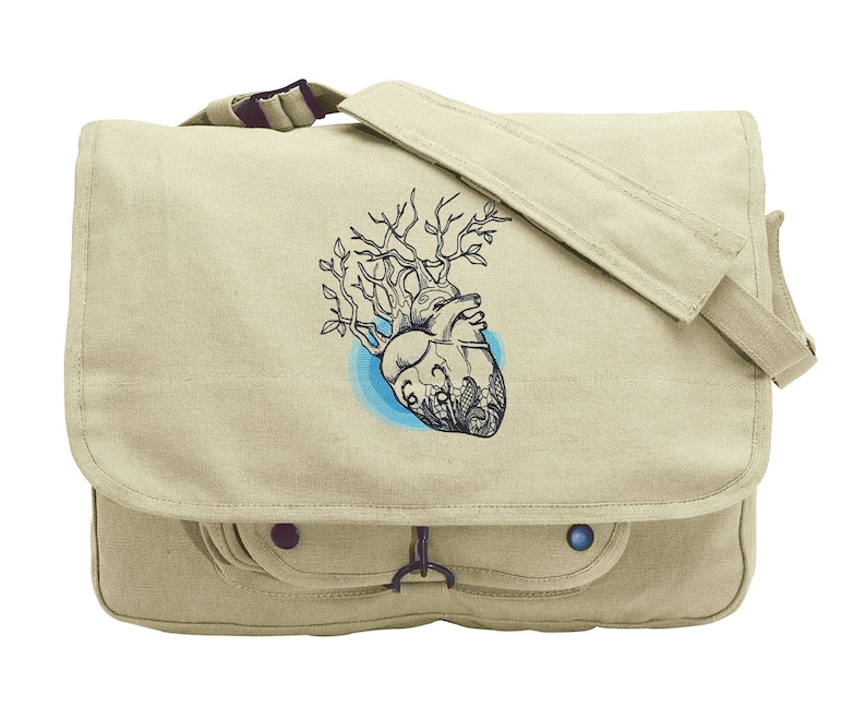 Phantasm Dark Heart Embroidered Canvas Messenger Bag