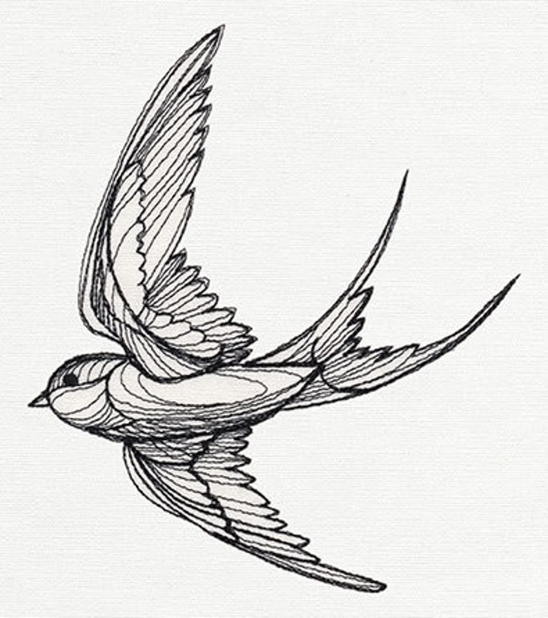 Engraved Swallow Embroidered Canvas with Leather Accents Premium Laptop Bag