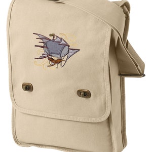 Steam Motifs -  Airship Embroidered Canvas Field Bag