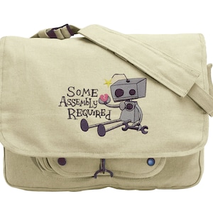 Some Assembly Required Embroidered Canvas Messenger Bag