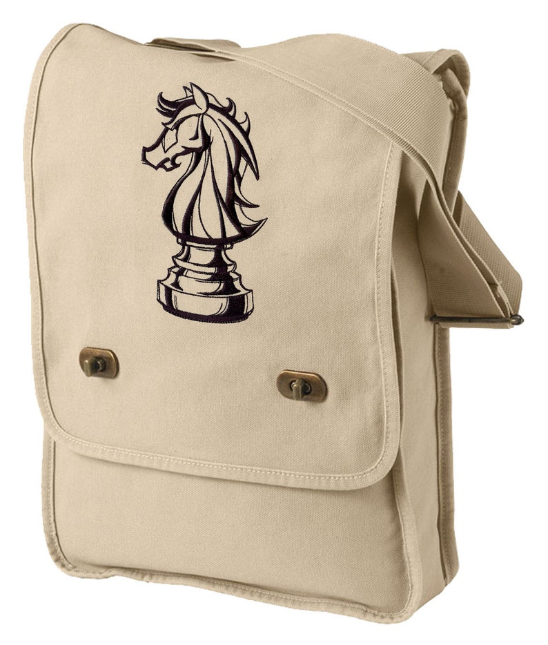 Chess Bag Knight and Day Chess Embroidered Canvas Field Bag Chess Messenger Bag