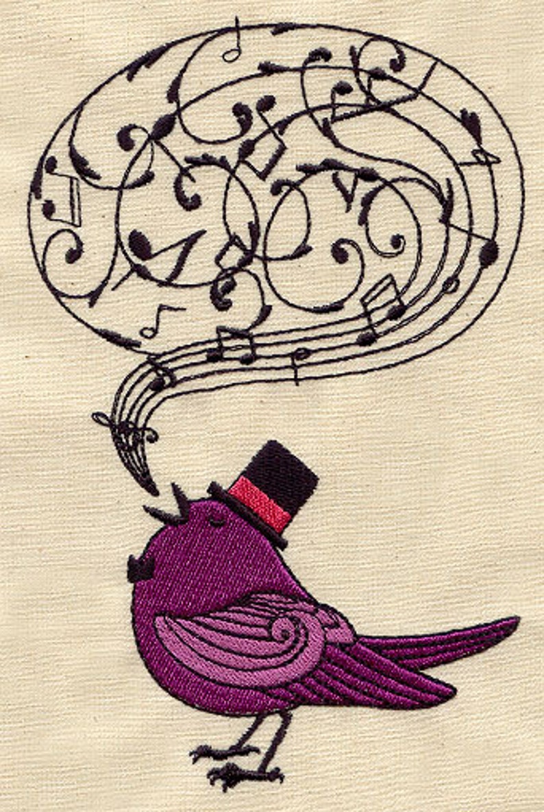 Victorian Songbird Embroidered Canvas Messenger Bag image 2