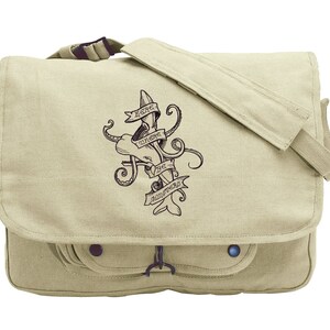 Battle of the Sea Embroidered Canvas Messenger Bag