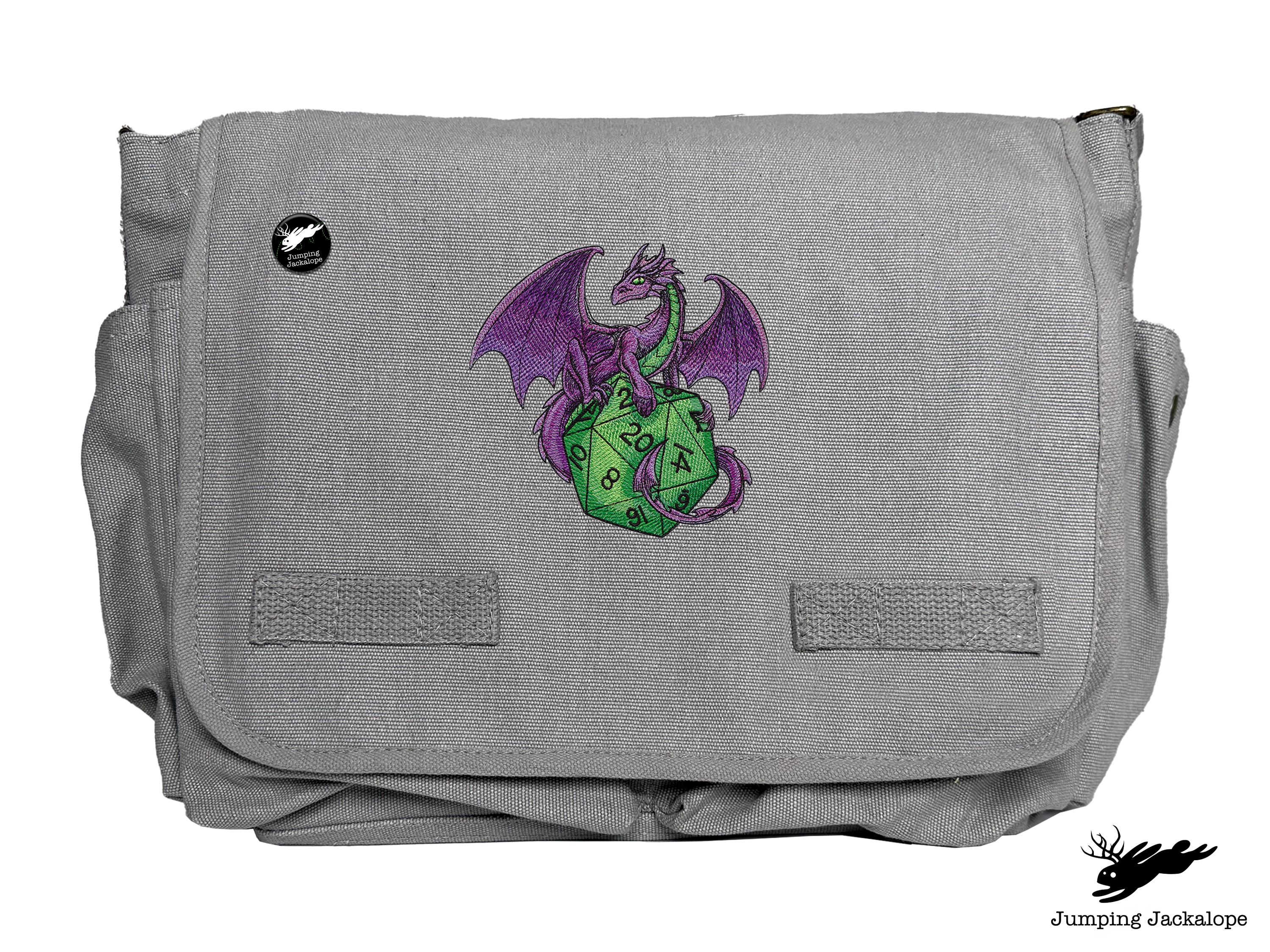 Dragon Bag, Gamer Dragon, D20 Dragon Embroidered Classic Canvas