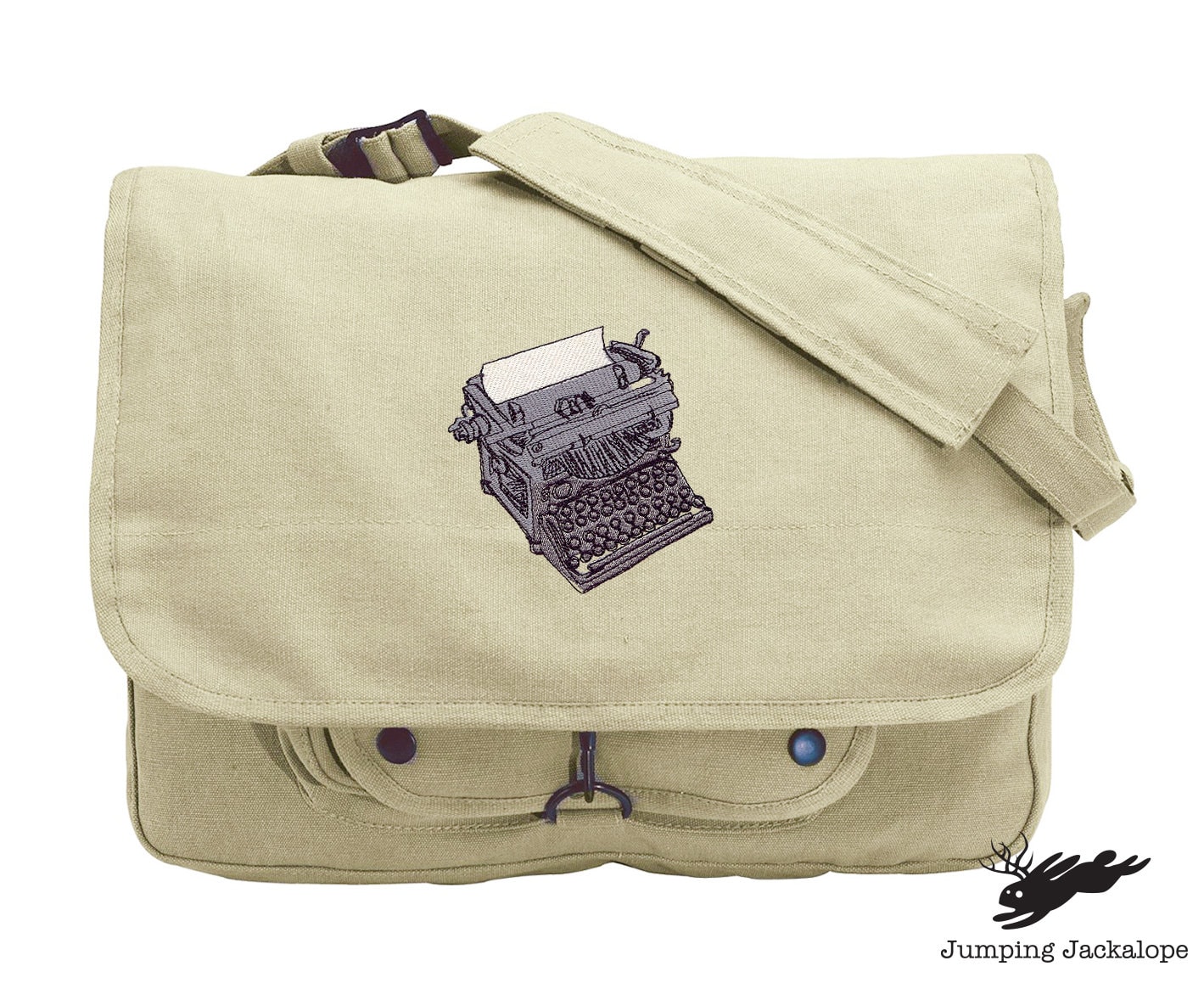 Just My Type Bag, Schreibmaschinentasche, bestickte Canvas Messenger Bag, Schreibmaschinentasche, Autorentasche, Schriftstellertasche, Writer Messenger